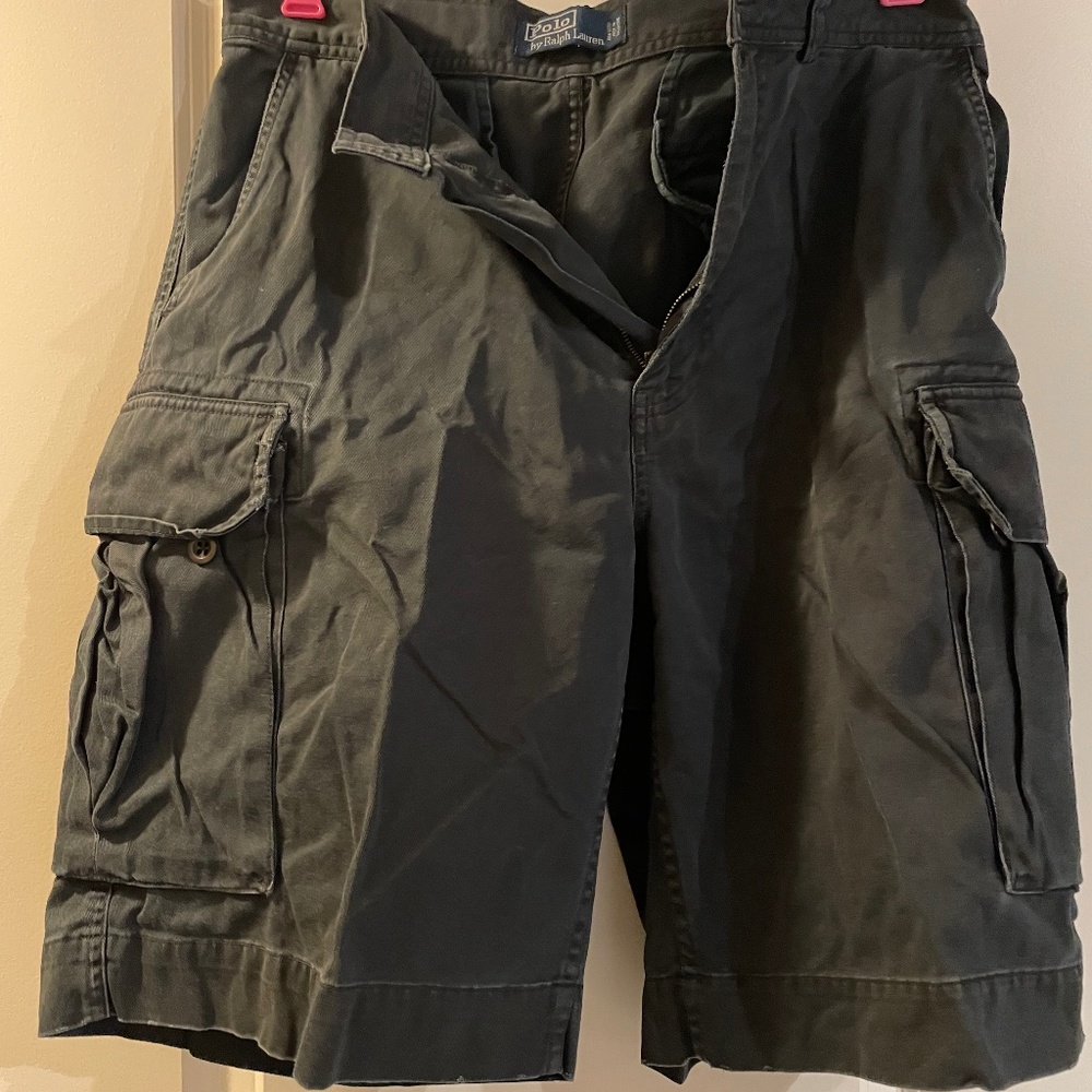 Vintage Mens Polo Ralph Lauren Cargo Shorts in Charcoal